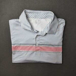 Vineyard Vines Polo Shirt Mens Medium White Blue Red Striped Performance Golf